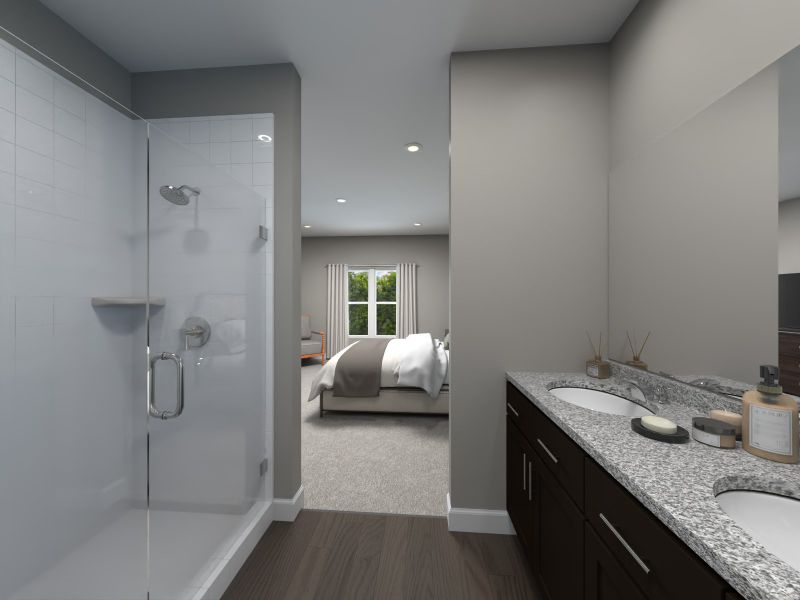 The primary bathroom boasts a large walk in closet. The primary bathroom boasts a large walk in closet.