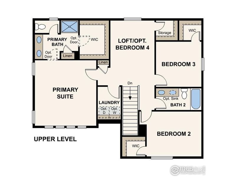 2D floor plan layout of this home in The Overlook at Johnstown Farms, Johnstown, CO (Image 3).