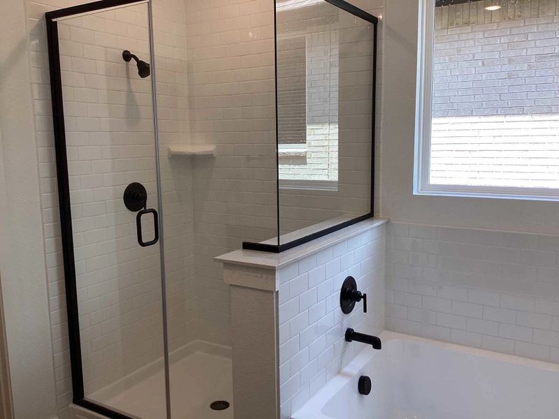 Primary Bathroom Construction Progress featuring the Noir Collection
