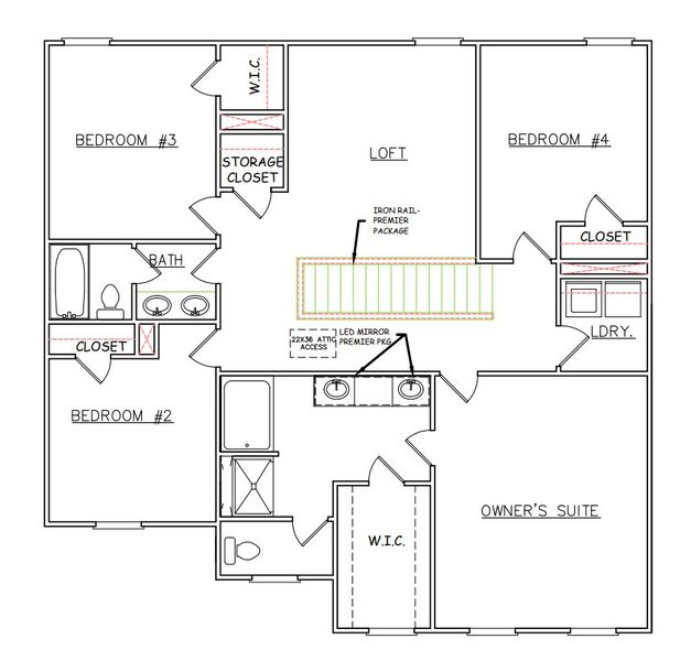 2D floor plan layout for the Tucker Front Porch - Single Family Homes by Dream Finders Homes in Jones Crossing, Hogansville, GA (Image 4).
