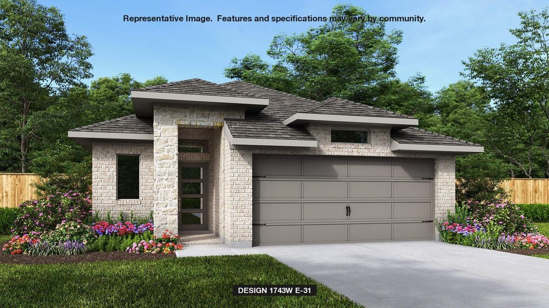 Prairie-style house with a garage