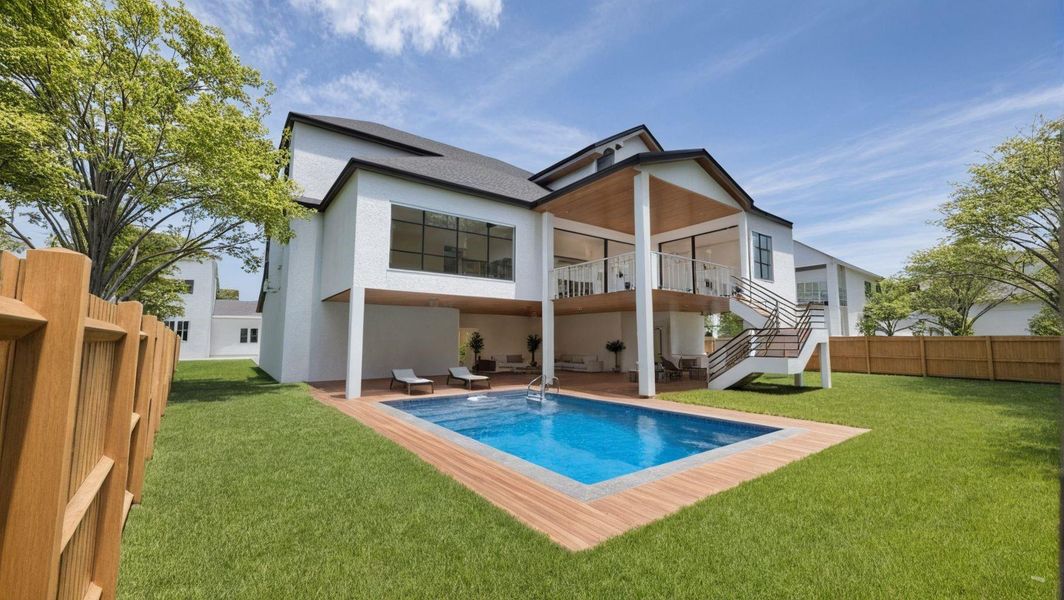 The back yard is large enough for a pool. Ask the listing agent for details.