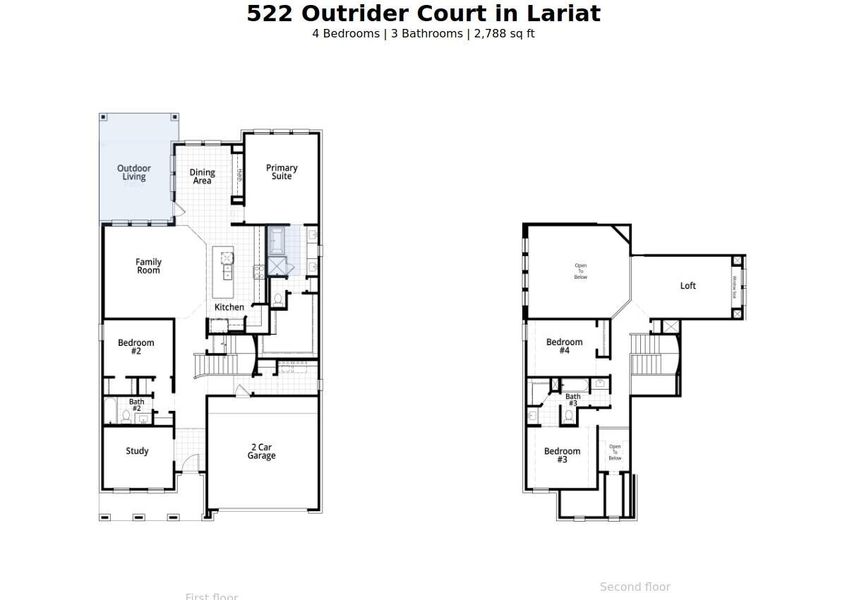 2D floor plan layout of this home in Lariat: 50ft. lots, Liberty Hill, TX (Image 4).
