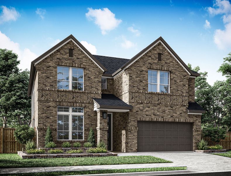 Front exterior of a new home in Trillium, Richmond, TX, highlighting curb appeal (Image 1). Front exterior of a new home in Trillium, Richmond, TX, highlighting curb appeal (Image 1).