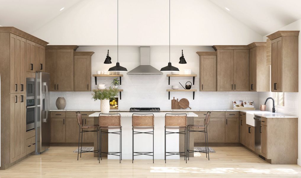 Kitchen with pendant lights