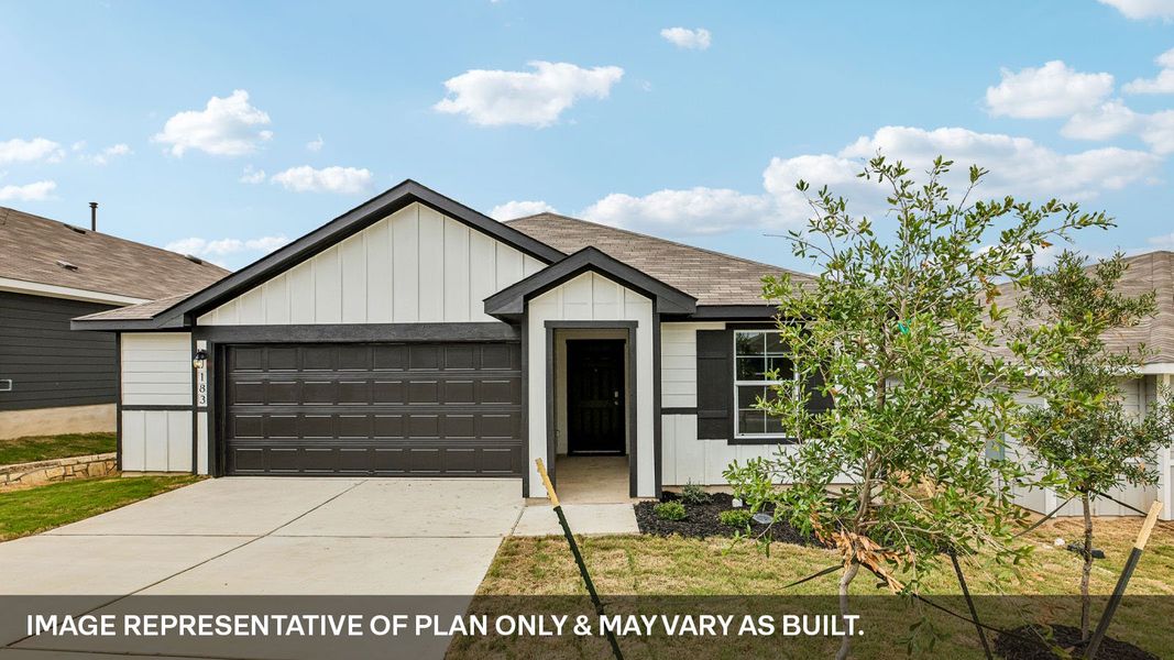 Representative exterior photo of a completed home built from the The Gaven by D.R. Horton in Talavera, Kyle, TX (Image 1). Representative exterior photo of a completed home built from the The Gaven by D.R. Horton in Talavera, Kyle, TX (Image 1).