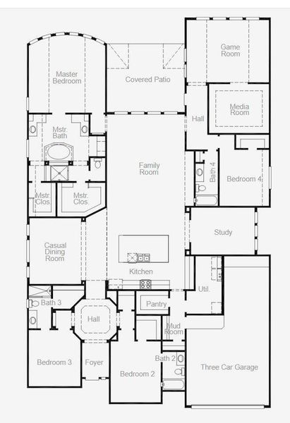 2D floor plan layout of this home in Valencia 70', Manvel, TX (Image 5).