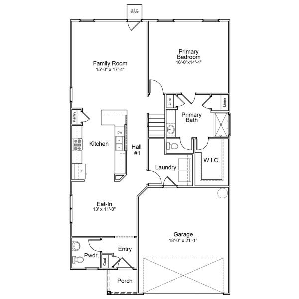 2D floor plan layout for the Rutherford - Genesis Value Collection by Mungo Homes in Golden Ridge, Youngsville, NC (Image 3).