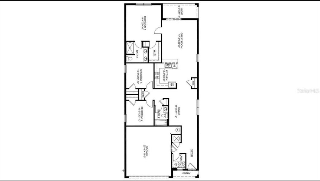 2D floor plan layout of this home in Berry Bay, Wimauma, FL (Image 4).