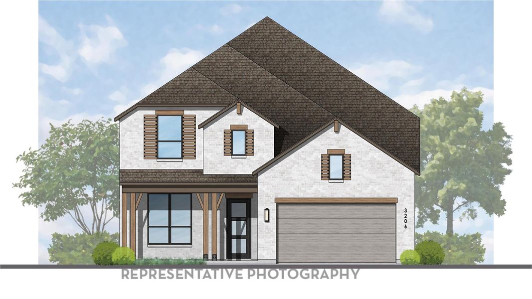 Exterior rendering of this home design in Kresston, Montgomery, TX (Image 3).