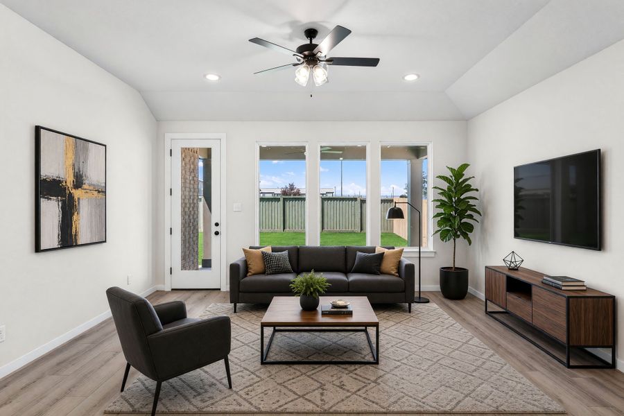 Furnished interior view inside a new home in Santa Rita Ranch, Liberty Hill (Image 4). Furnished interior view inside a new home in Santa Rita Ranch, Liberty Hill (Image 4).