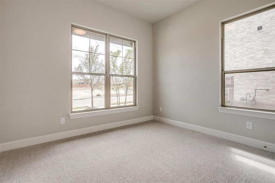 Spare room featuring carpet and a wealth of natural light