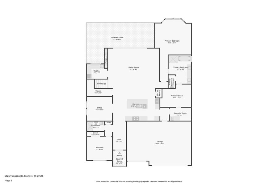 2D floor plan layout of this home in Del Bello Lakes 60', Manvel, TX (Image 7).