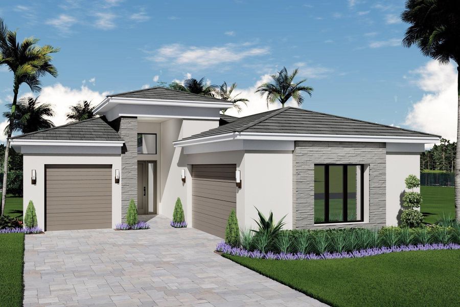 Front exterior of a new home in , Boca Raton, FL, highlighting curb appeal (Image 1). Front exterior of a new home in , Boca Raton, FL, highlighting curb appeal (Image 1).
