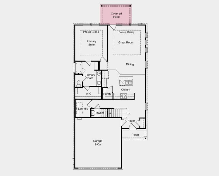 2D floor plan layout of this home in South Oak 40s, Lakewood Village, TX (Image 1).