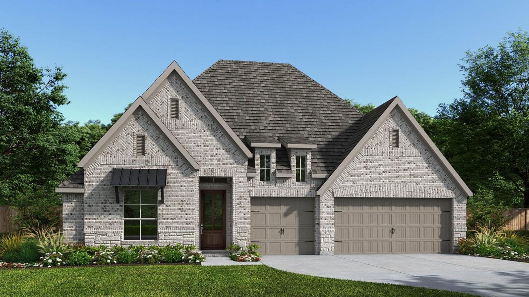 Front exterior of a new home in The Woodlands Hills, Willis, TX, highlighting curb appeal (Image 1). Front exterior of a new home in The Woodlands Hills, Willis, TX, highlighting curb appeal (Image 1).