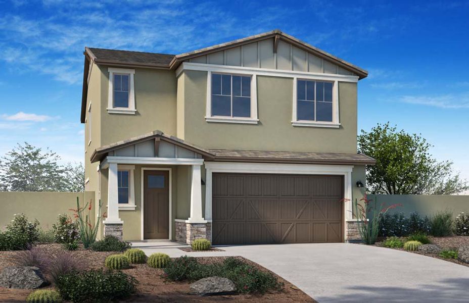 Representative exterior photo of a completed home built from the 2159 by Homes by Towne in Beacon Hill at Marley Park, Surprise, AZ (Image 6). Representative exterior photo of a completed home built from the 2159 by Homes by Towne in Beacon Hill at Marley Park, Surprise, AZ (Image 6).