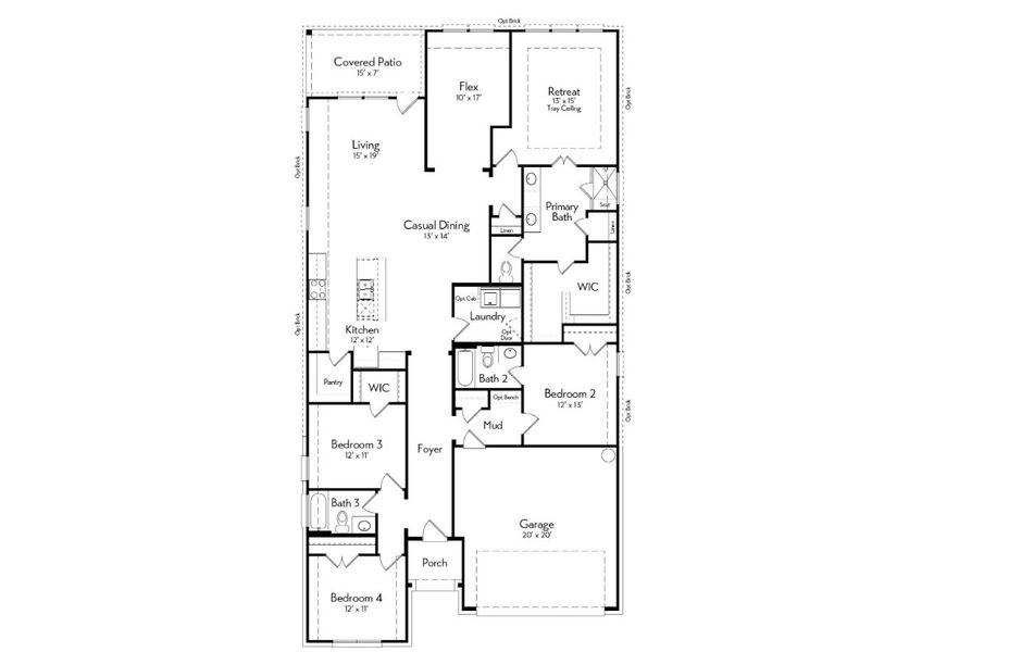 2D floor plan layout for the Willow by Autograph Homes in Aldeana - Paintbrush Collection, Bonney, TX (Image 3). 2D floor plan layout for the Willow by Autograph Homes in Aldeana - Paintbrush Collection, Bonney, TX (Image 3).