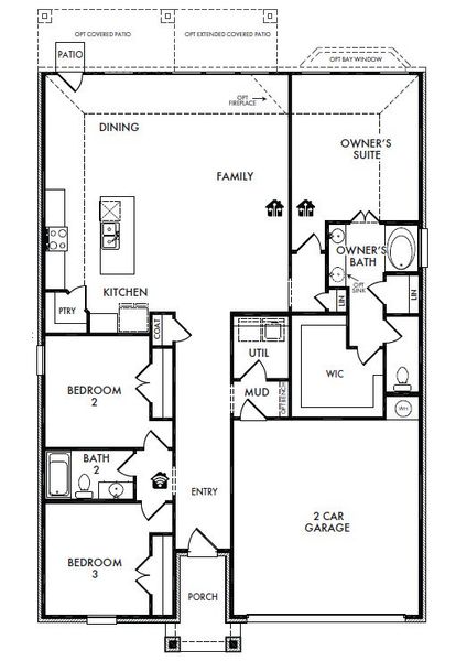 2D floor plan layout for the Lexington by Impression Homes in Baker Farms, Cleburne, TX (Image 3).