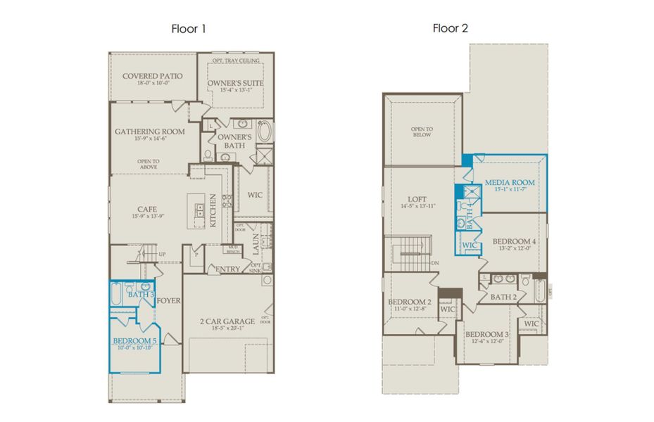 2D floor plan layout of this home in Wilson Creek Meadows, Celina, TX (Image 4).