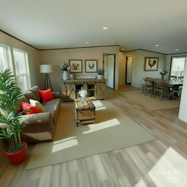 Living room/Dining room combo Virtually staged