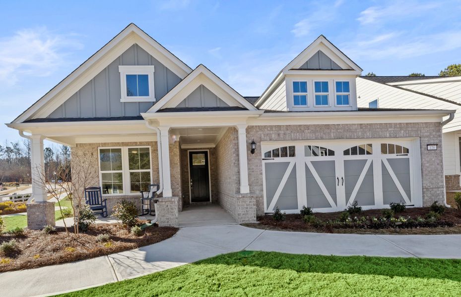 Representative exterior photo of a completed home built from the Mystique by Del Webb in Sun City Peachtree, Griffin, GA (Image 2). Representative exterior photo of a completed home built from the Mystique by Del Webb in Sun City Peachtree, Griffin, GA (Image 2).
