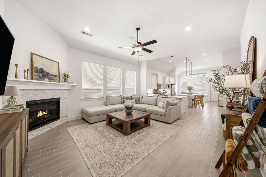 Curated for elevated living, this open-concept floor plan seamlessly unites the living, dining and kitchen spaces in a sophisticated, light-filled setting designed for both intimate everyday moments and effortless entertaining on a grander scale.