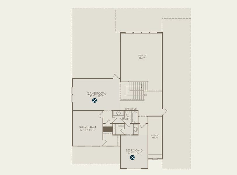 2D floor plan layout for the Ferris by Pulte Homes in Ryehill, Sugar Land, TX (Image 4). 2D floor plan layout for the Ferris by Pulte Homes in Ryehill, Sugar Land, TX (Image 4).