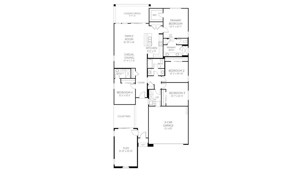 2D floor plan layout of this home in Bella Vista Farms, San Tan Valley, AZ (Image 3).