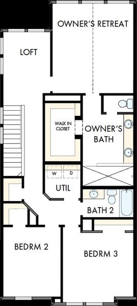 2D floor plan layout of this home in Trails at Waterside - Garden Series, Fort Worth, TX (Image 3).