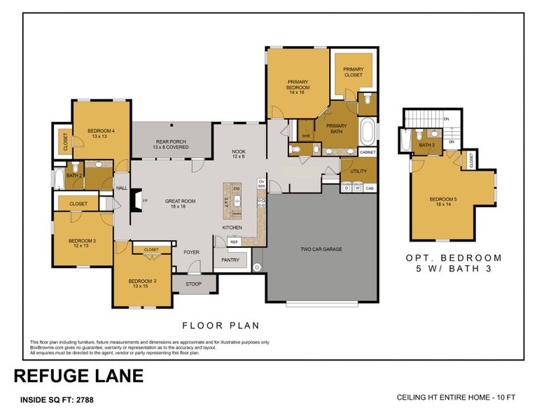 2D floor plan layout for the Refuge Lane by Trinity Classic Homes in Zion Trails, Poolville, TX (Image 5).
