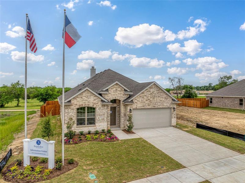 Front exterior of a new home in Heritage Grove, Blue Ridge, TX, highlighting curb appeal (Image 20).