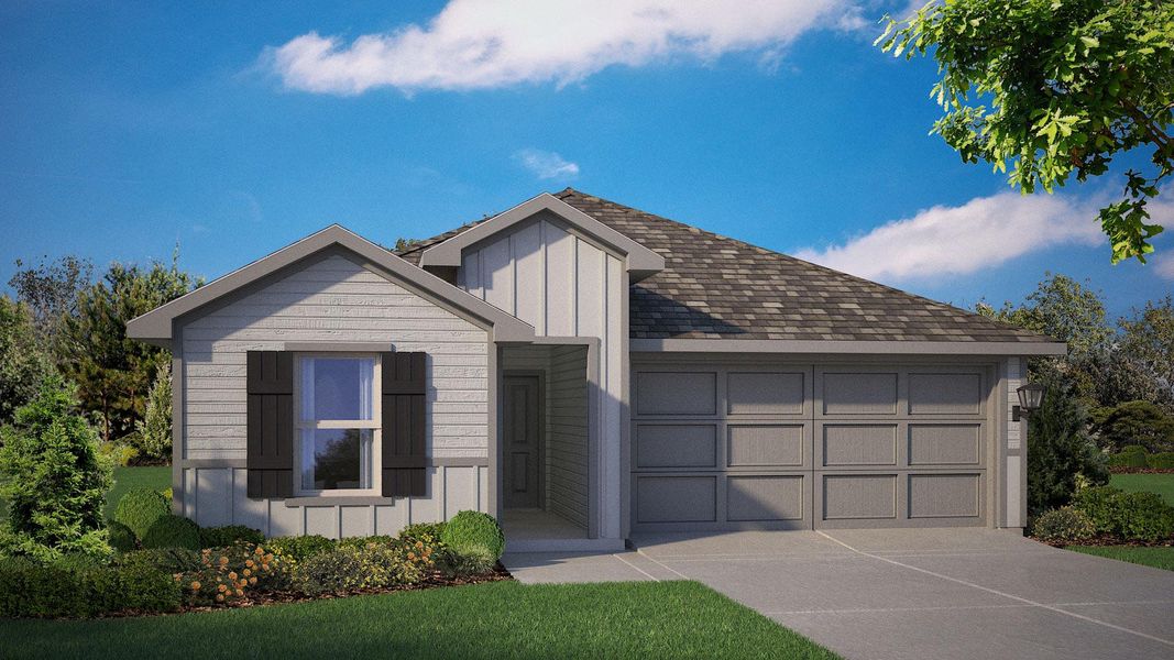 Representative exterior photo of a completed home built from the EASTON by D.R. Horton in Rock Creek Ranch, Fort Worth, TX (Image 1). Representative exterior photo of a completed home built from the EASTON by D.R. Horton in Rock Creek Ranch, Fort Worth, TX (Image 1).