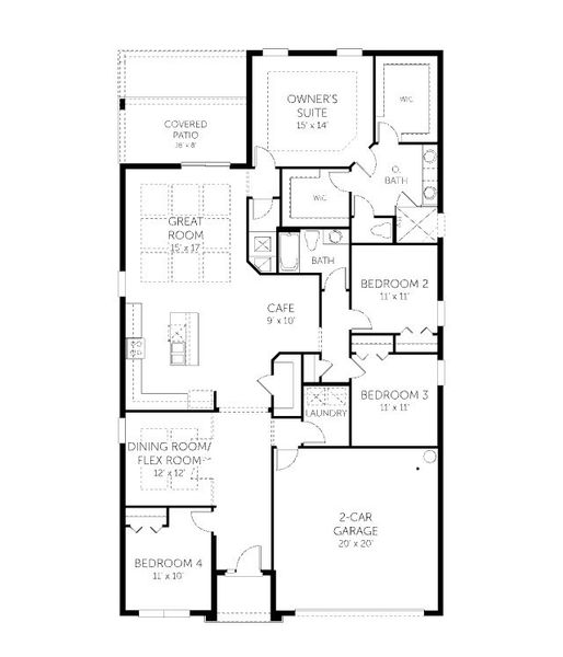 2D floor plan layout for the Poinciana - 50' Homesites by Dream Finders Homes in Reserve at Hammock Oaks, Lady Lake, FL (Image 4). 2D floor plan layout for the Poinciana - 50' Homesites by Dream Finders Homes in Reserve at Hammock Oaks, Lady Lake, FL (Image 4).
