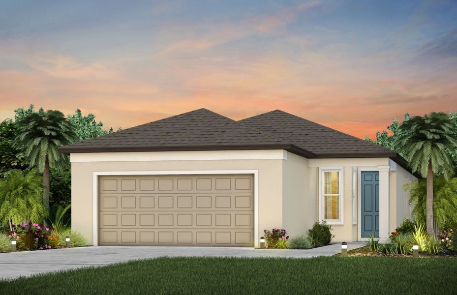 Front exterior of a new home in Del Webb Stone Creek, Ocala, FL, highlighting curb appeal (Image 1). Front exterior of a new home in Del Webb Stone Creek, Ocala, FL, highlighting curb appeal (Image 1).