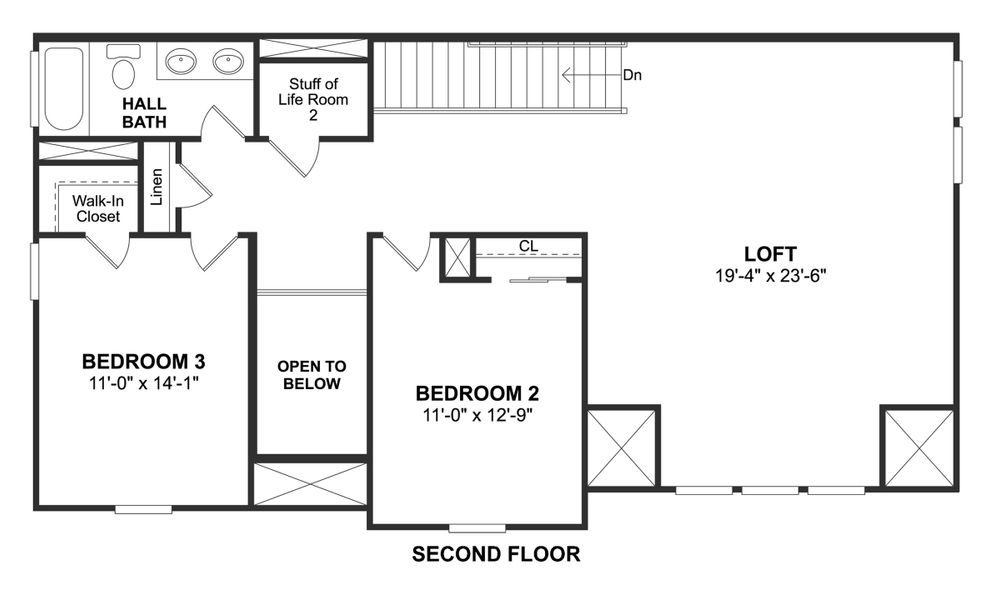 2D floor plan layout for the Mykonos by K. Hovnanian® Homes in Bent Tree Meadows, Celina, TX (Image 5).
