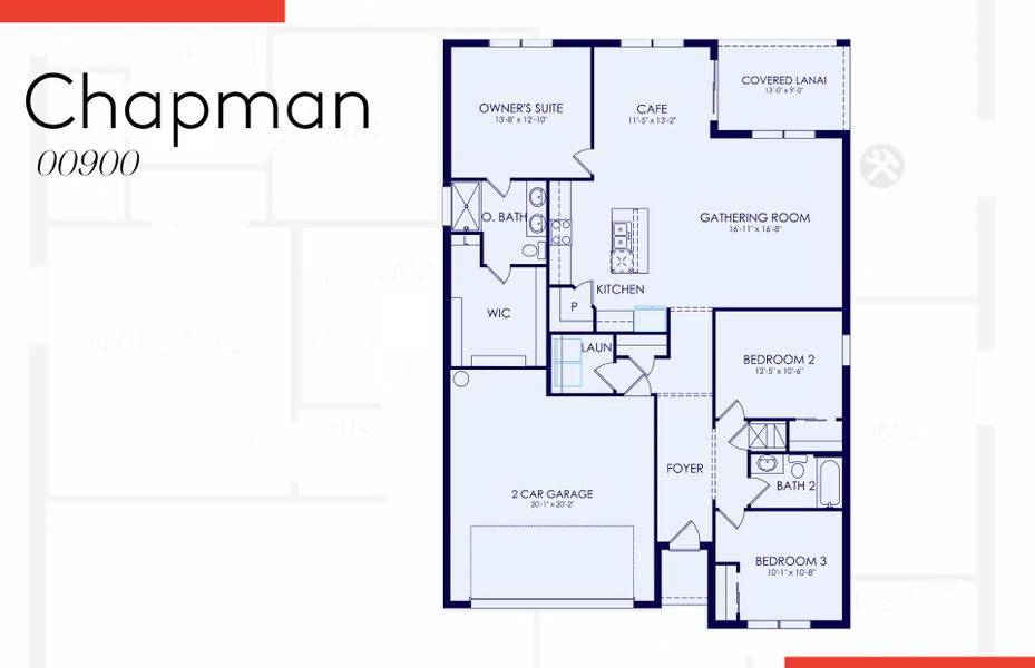 2D floor plan layout of this home in Whispering Lakes, Lehigh Acres, FL (Image 4).