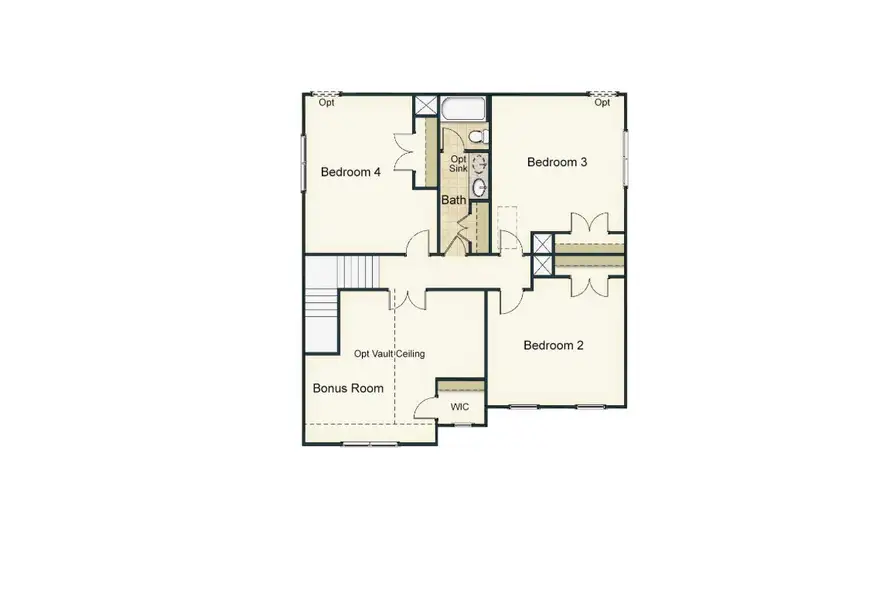 2D floor plan layout for the Asheville by Keystone Homes NC in Sullivans Reserve, Walkertown, NC (Image 4).