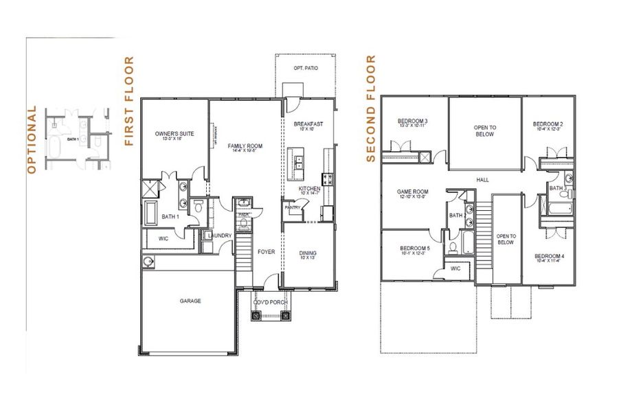 2D floor plan layout for the Lennox 2575 S by Saratoga Homes in Morningstar, Georgetown, TX (Image 3).