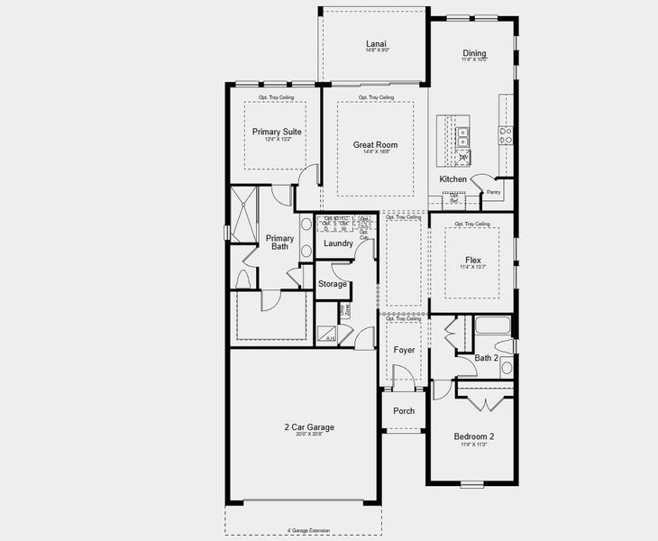 2D floor plan layout for the Monte by Taylor Morrison in Esplanade at Wellen Park, Englewood, FL (Image 3).