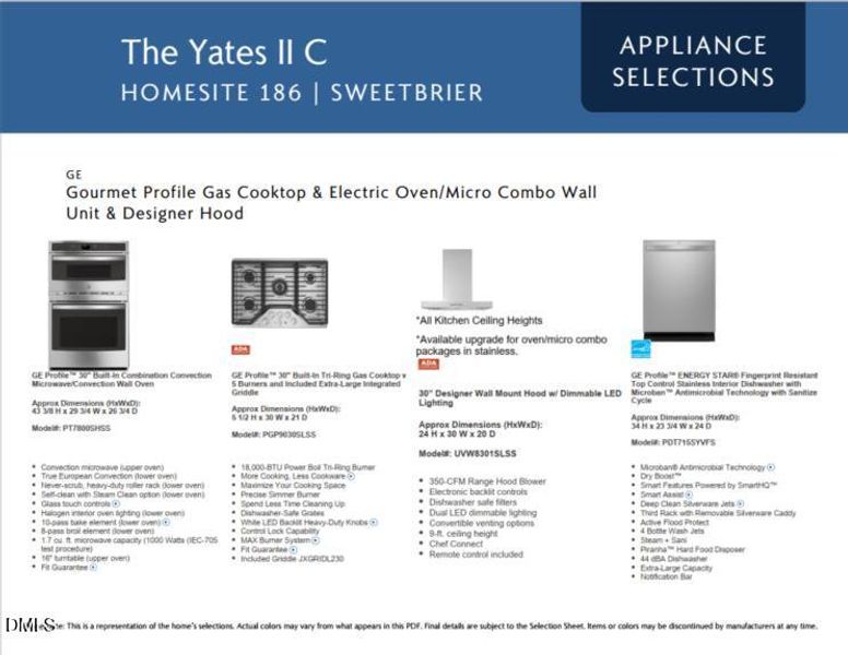 Appliance Selections