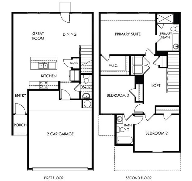 2D floor plan layout of this home in Waterstone Village, Kyle, TX (Image 2). 2D floor plan layout of this home in Waterstone Village, Kyle, TX (Image 2).