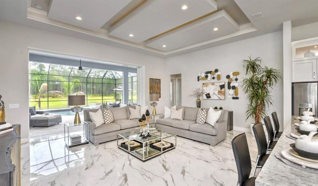 Furnished interior view inside a new home in Plantation Bay, Ormond Beach (Image 13). Furnished interior view inside a new home in Plantation Bay, Ormond Beach (Image 13).