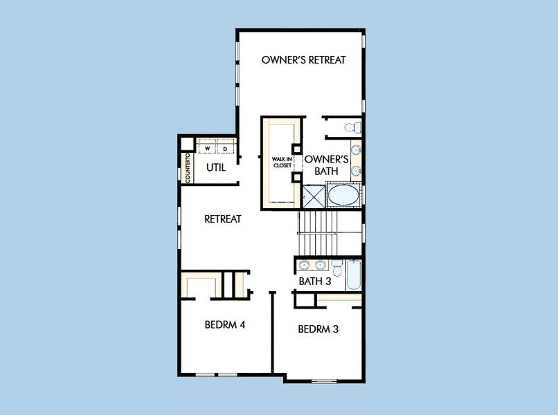 2D floor plan layout for the The Schneider by David Weekley Homes in Jubilee - Grove Row Collection, Hockley, TX (Image 3).