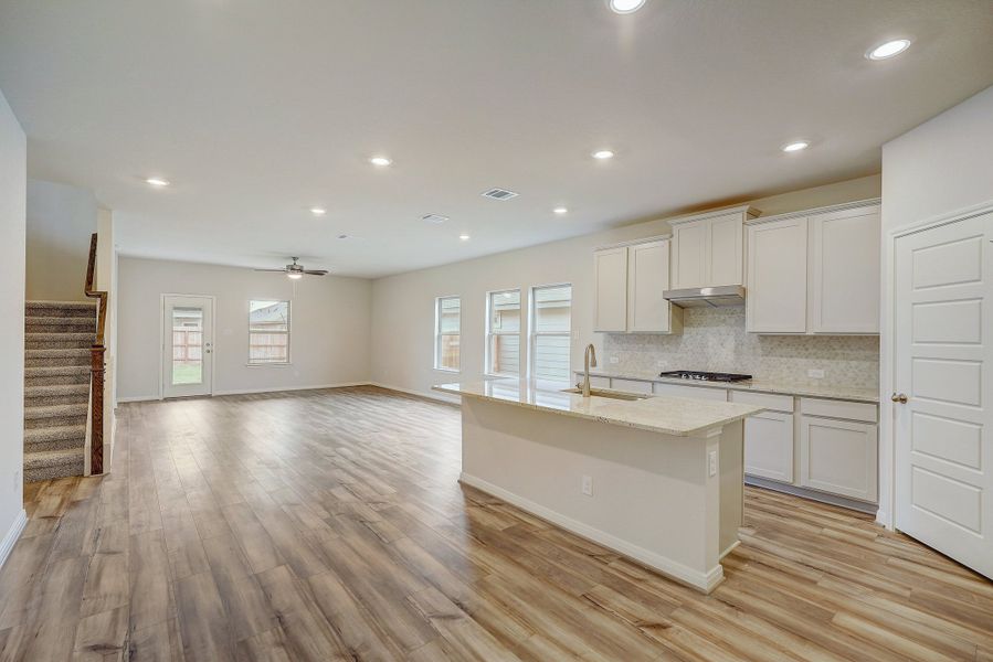 Kitchen in the Pearl floorplan at a Meritage Homes community.