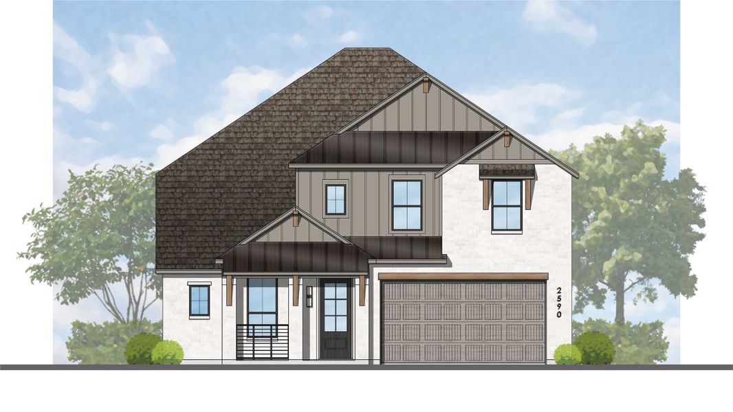 Representative rendering of the exterior for the Botero Plan by Highland Homes (Image 4). Representative rendering of the exterior for the Botero Plan by Highland Homes (Image 4).