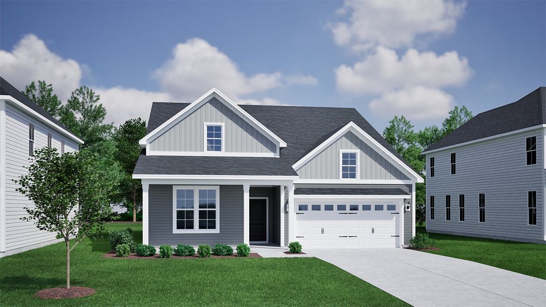 Representative exterior photo of a completed home built from the Goodwin - Vanguard Collection by Mungo Homes in Ovation at Sweetbrier, Durham, NC (Image 3).