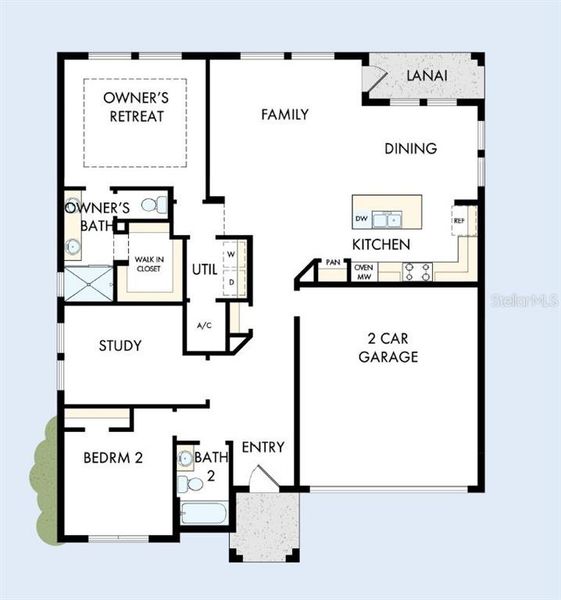 2D floor plan layout of this home in Waterset Bungalow Series, Apollo Beach, FL (Image 2). 2D floor plan layout of this home in Waterset Bungalow Series, Apollo Beach, FL (Image 2).