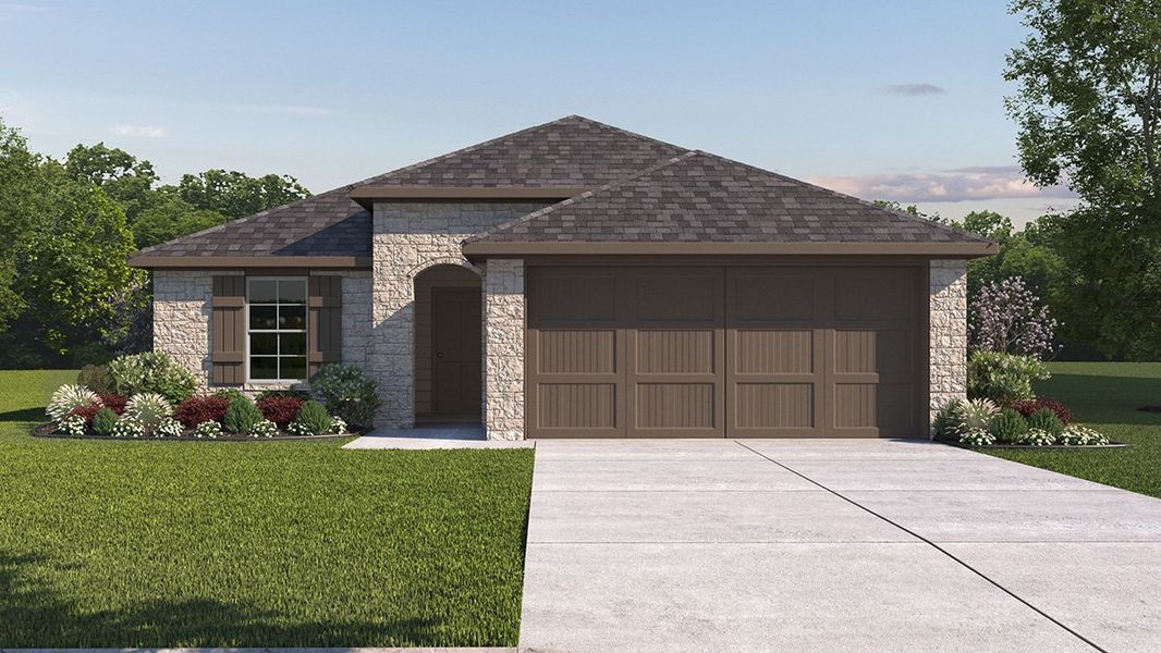 Representative exterior photo of a completed home built from the The Baxtor by D.R. Horton in Brookstone Creek, San Antonio, TX (Image 1). Representative exterior photo of a completed home built from the The Baxtor by D.R. Horton in Brookstone Creek, San Antonio, TX (Image 1).
