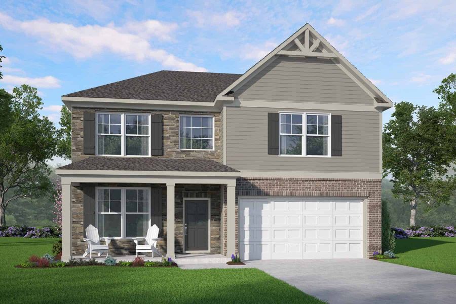 Representative exterior photo of a completed home built from the Brookpark by McKinley Homes in The Brooke at Rivertown, Fairburn, GA (Image 6).
